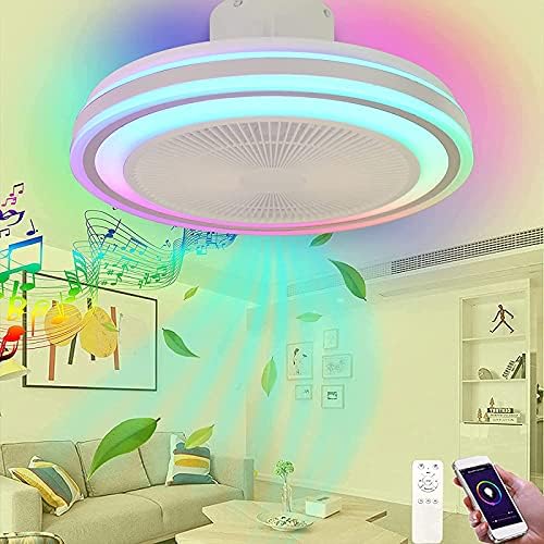 WZLMZ, Ventilatori da soffitto con lampada, 48 cm, 20 cm, 72 W, Bianco, illuminazione LED, Bluetooth, telecomando