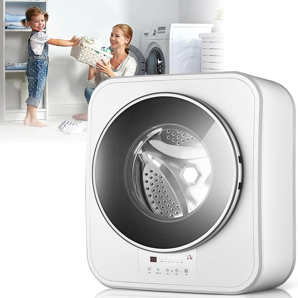 Lavatrice, 605 x 415 x 650 mm, 20 kg, 100 W, Bianco, acciaio inox, illuminazione LED, autopulizia, motore inverter