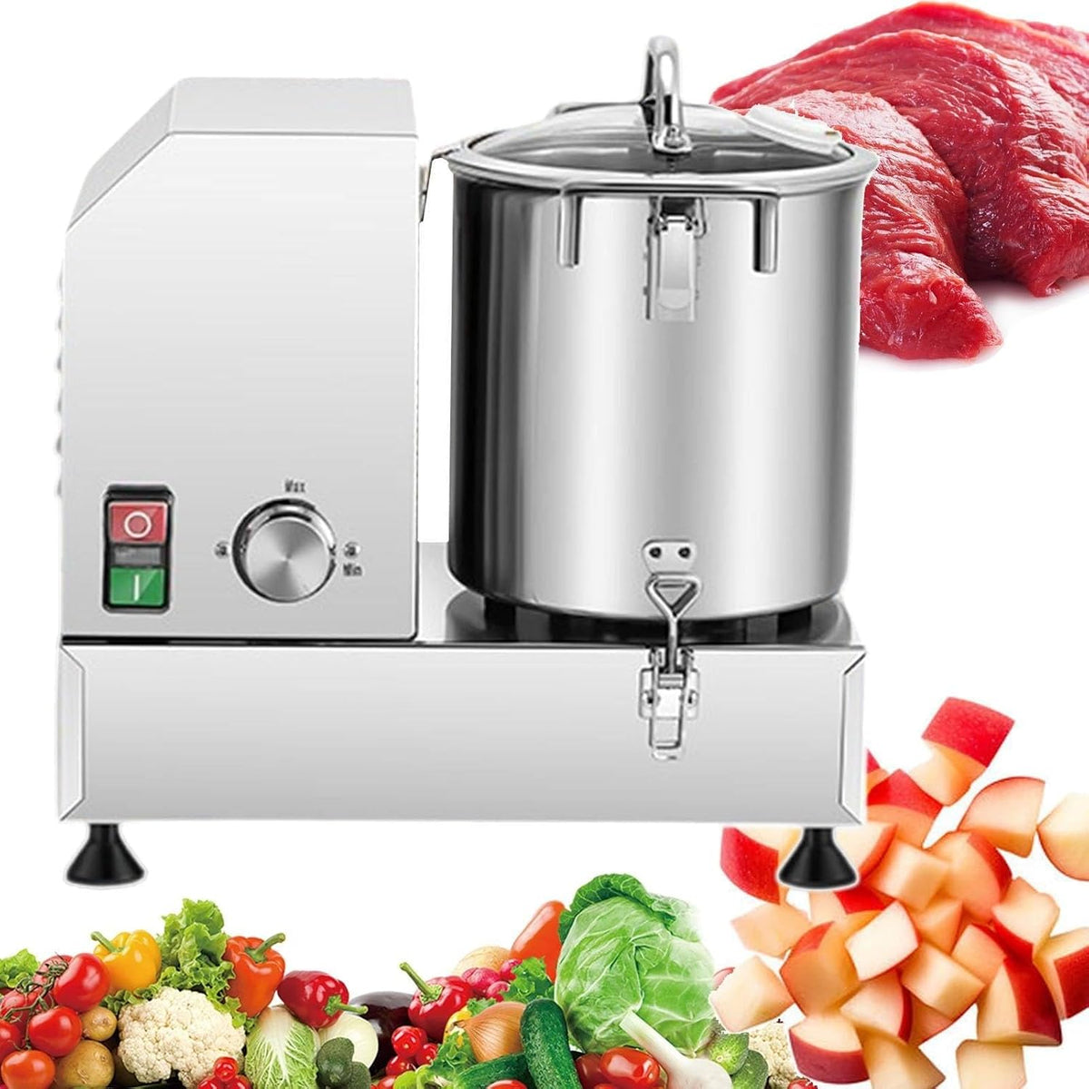 BOOZXCV, Robot da cucina, 6 L, 750 W, 3700 Giri/min, Nero, acciaio inox