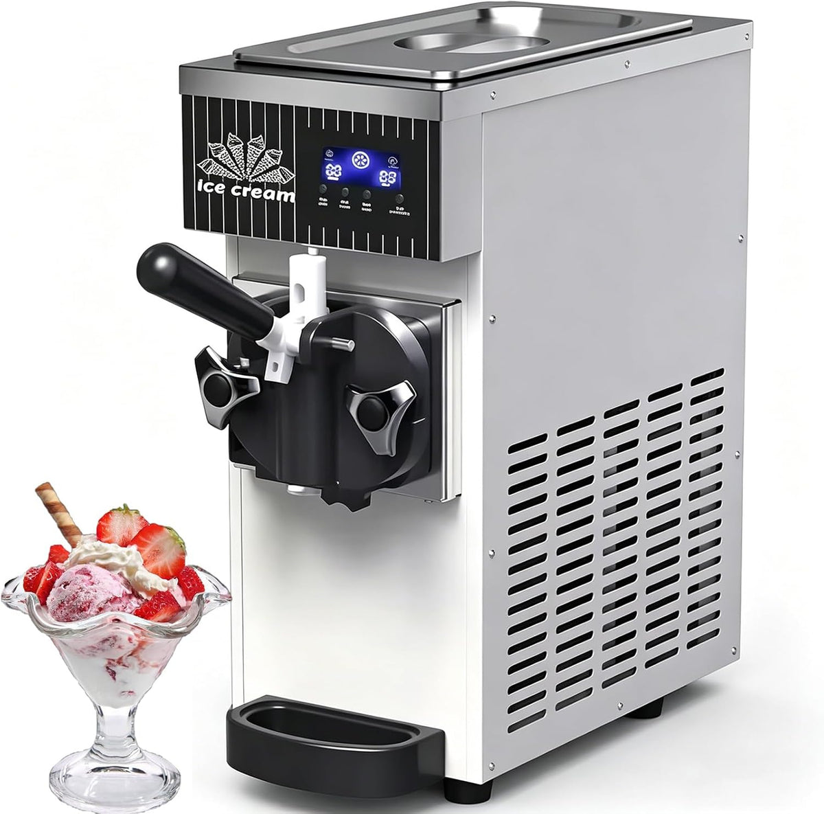 VUNHEX, Gelatiera, 450 w, 5 l, 20x40x51 cm, Argento, acciaio inox, timer