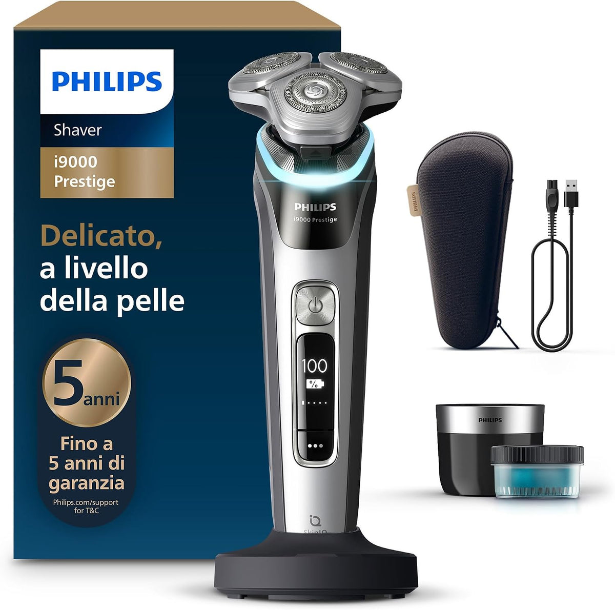 PHILIPS, Rasoi a testine rotanti, XP9205/30, 0,00 mm, Argento, USB