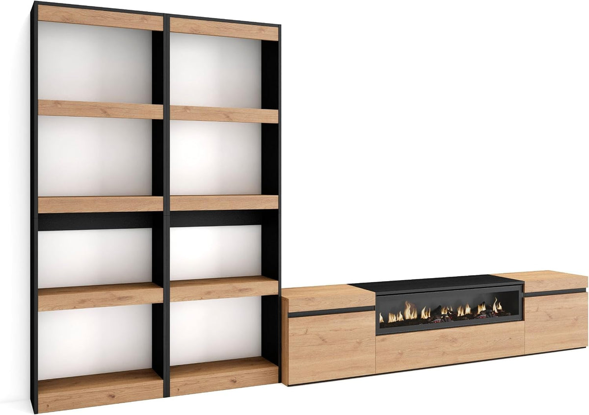 Skraut Home, Mobili, 102 cm, 45 cm, 35 cm, Nero, illuminazione LED, telecomando