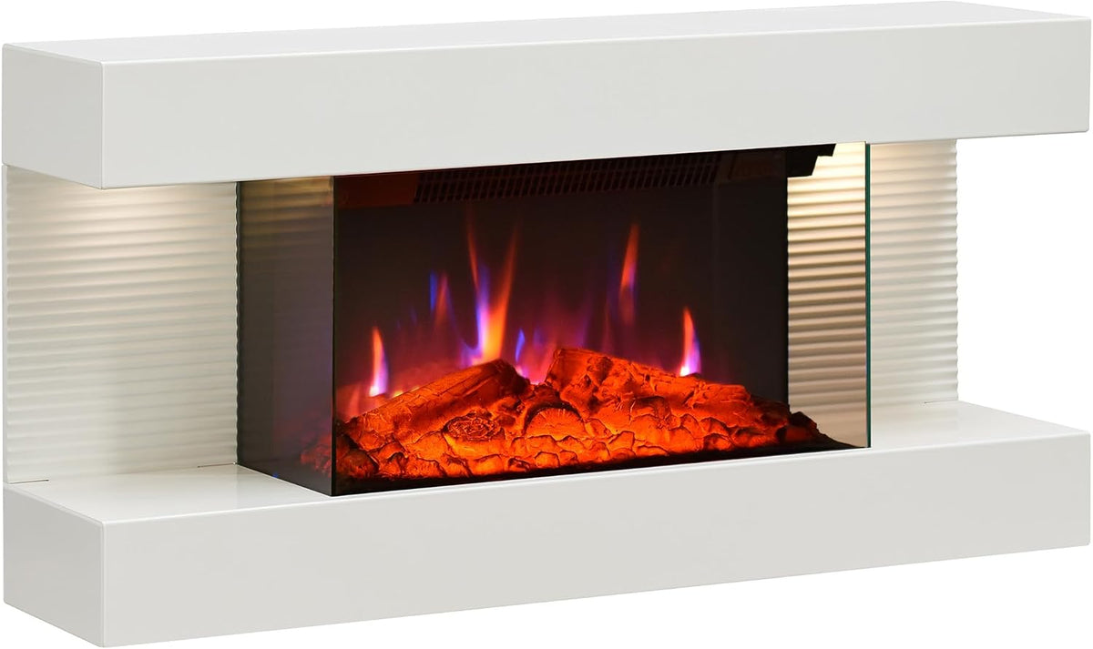 BALDERIA, Camino elettrico, 1800 W, Bianco, telecomando, timer, protezione dal surriscaldamento