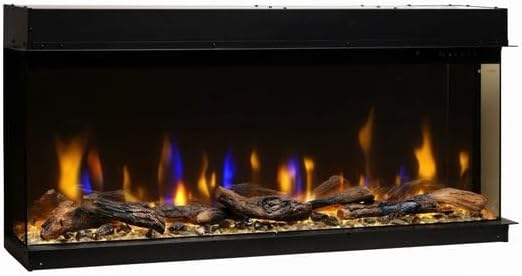 Mystflame, Camino elettrico, 1500 W, 50 pollici, Nero, illuminazione LED, telecomando, timer, protezione dal surriscaldamento
