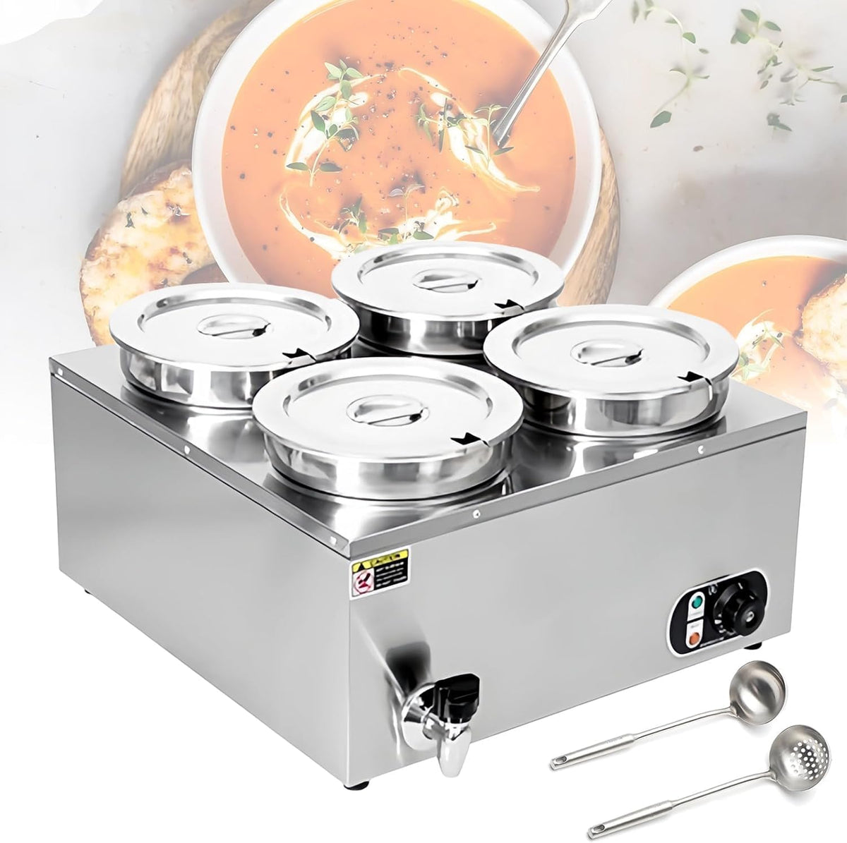 GYKOZY, Vassoi scaldavivande, 535 x 275 x 320 mm, 85 °C, 110 V, Argento, acciaio inox