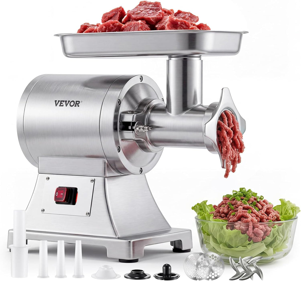 Tritacarne, VEVOR, 750 W, 4,2 kg, Argento, acciaio inox