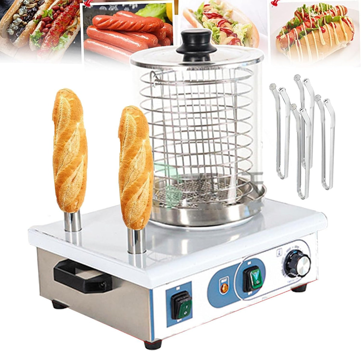 asdchZen, Macchine per Hot Dog, 550 W, 440 mm, 7,3 kg, Nero, acciaio inox, vano contenitore