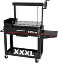 SOLEILUX, Barbecue a legna, 135 cm, 158 cm, 72,5 x 41 cm, Nero, acciaio inox