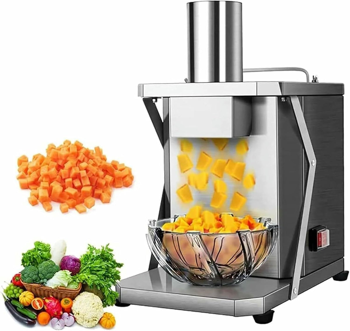 YGHBFRSZ, Mandoline, 250 W, 390 mm, 6,5 kg, Argento, acciaio inox