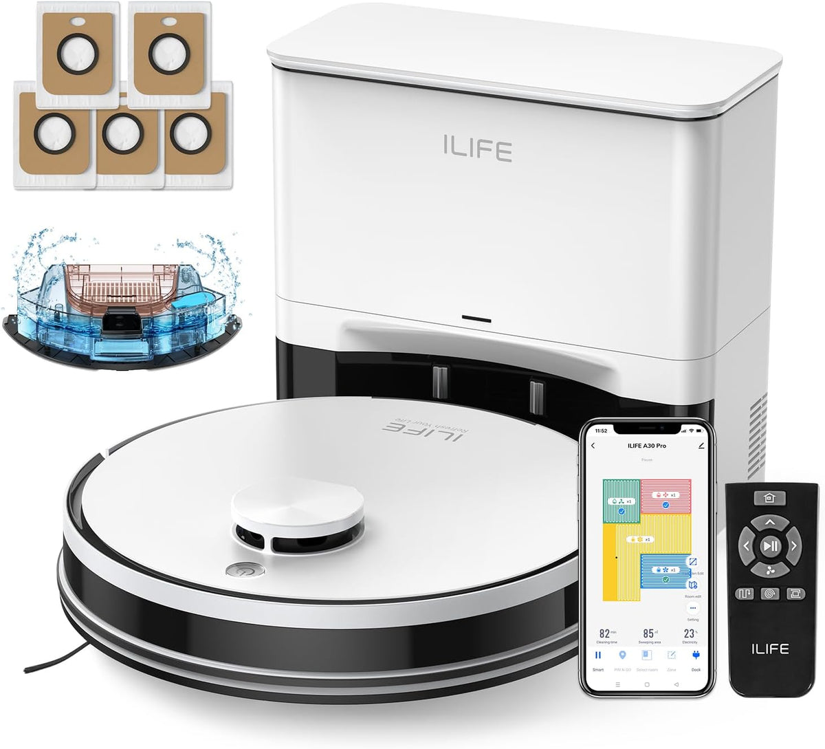 iLife, Robot aspirapolvere, 2.4G, 2.4 G, Nero, Wi-Fi, telecomando