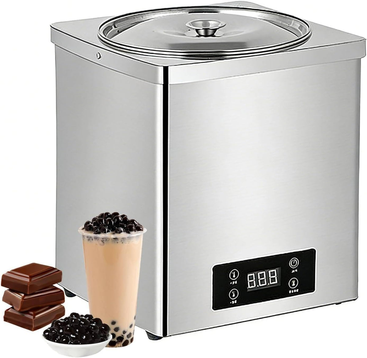YXYLJOZ, Credenza, 3 L, 600 W, 100 °C, Nero, acciaio inox