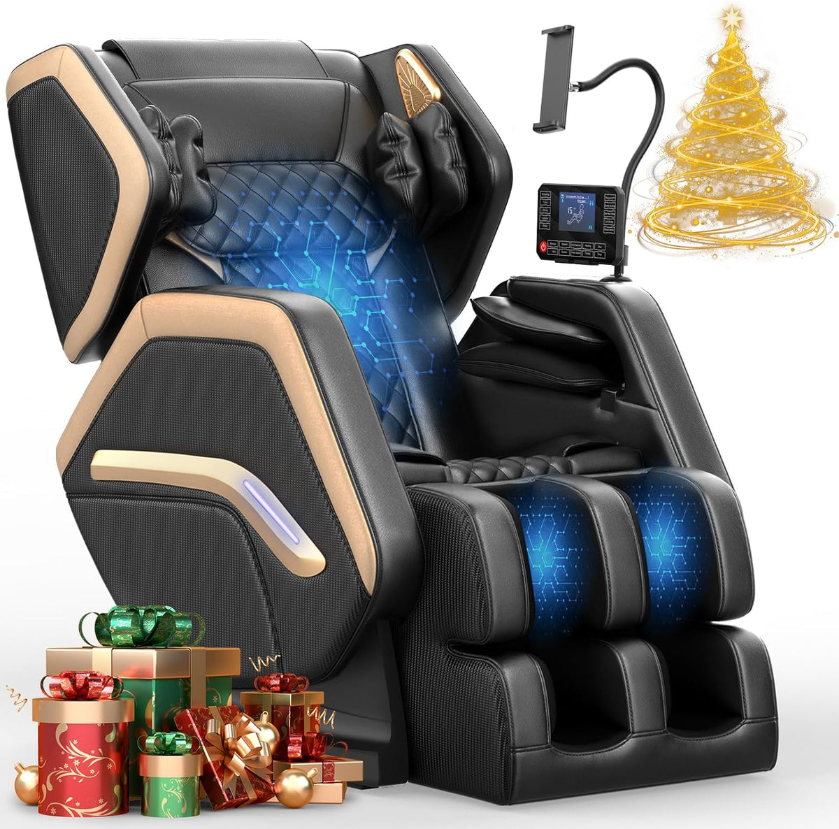 NAGLIFOR, Poltrona relax, 11,7 cm, 150 cm, 180 cm, Grigio, illuminazione LED, Bluetooth, telecomando