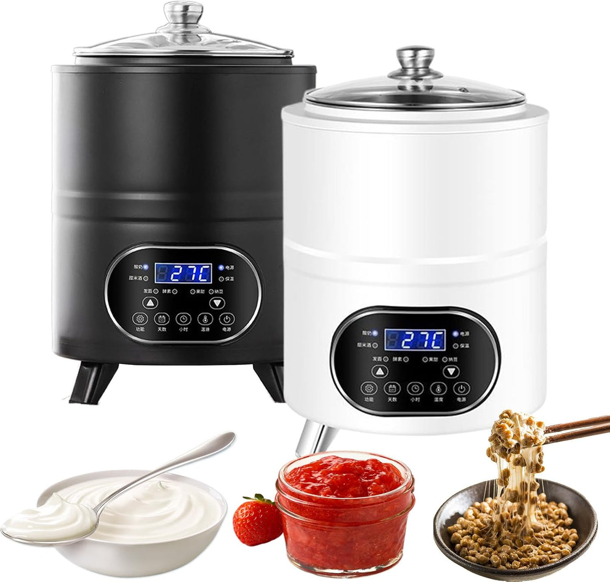 RUODATONLY, Yogurtiere, 12 l, 110 V, 400 W, Nero, acciaio inox