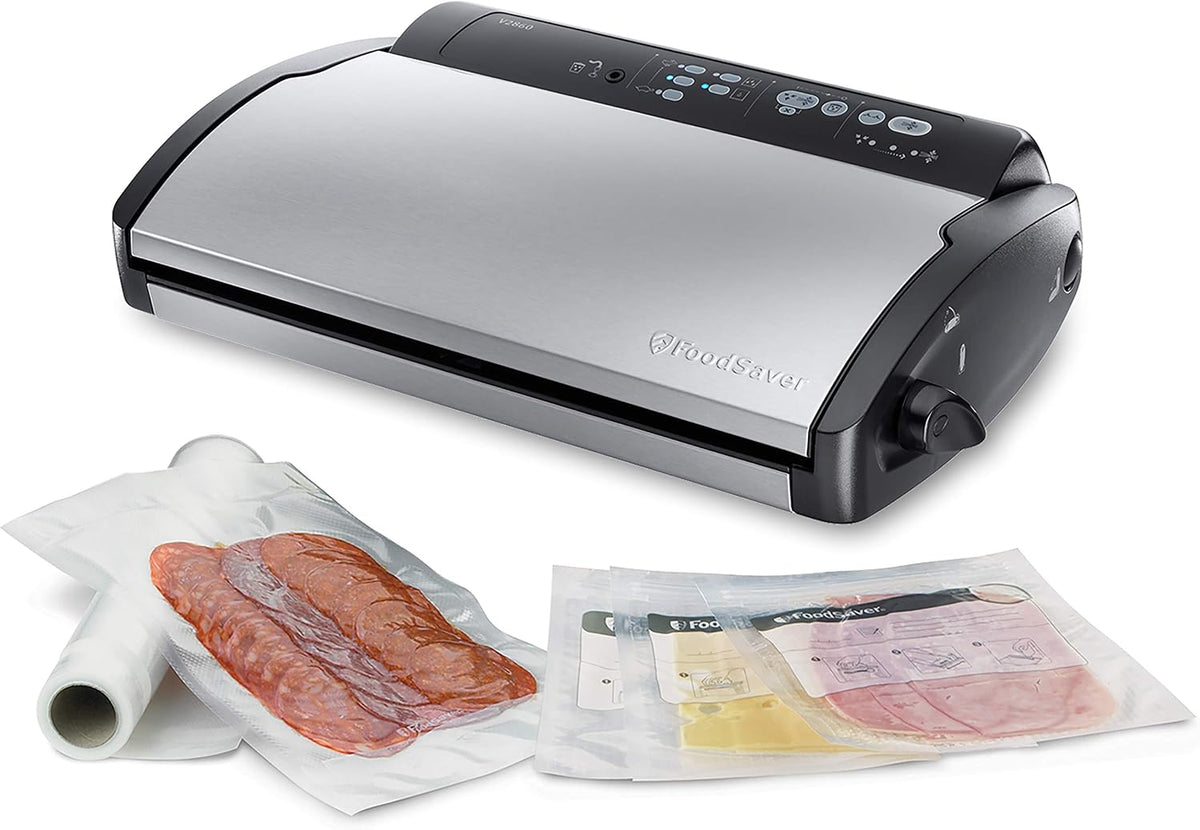 FoodSaver, Macchine sottovuoto per alimenti, V2860, 100 W, Argento/Nero, illuminazione LED