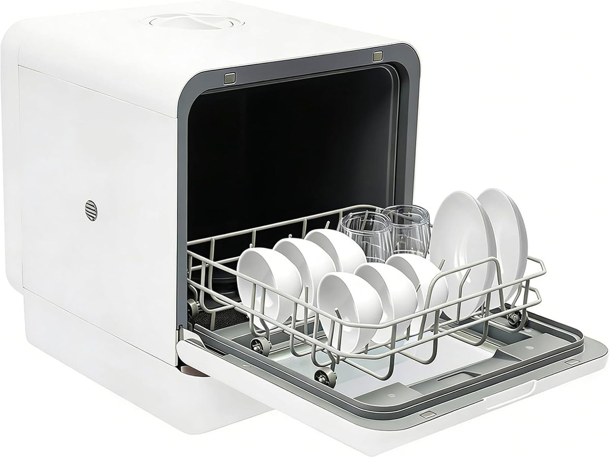 OUKANING, Tavolo, 6 l, 41 x 46 x 46 cm, 1100 W, Bianco, illuminazione LED