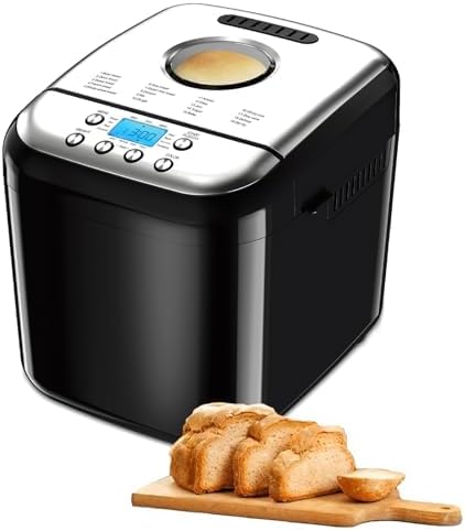 Macchine del pane, 26 x 26 x 28 cm, 10 kg, 850 W, Nero, acciaio inox, timer, 5 in 1