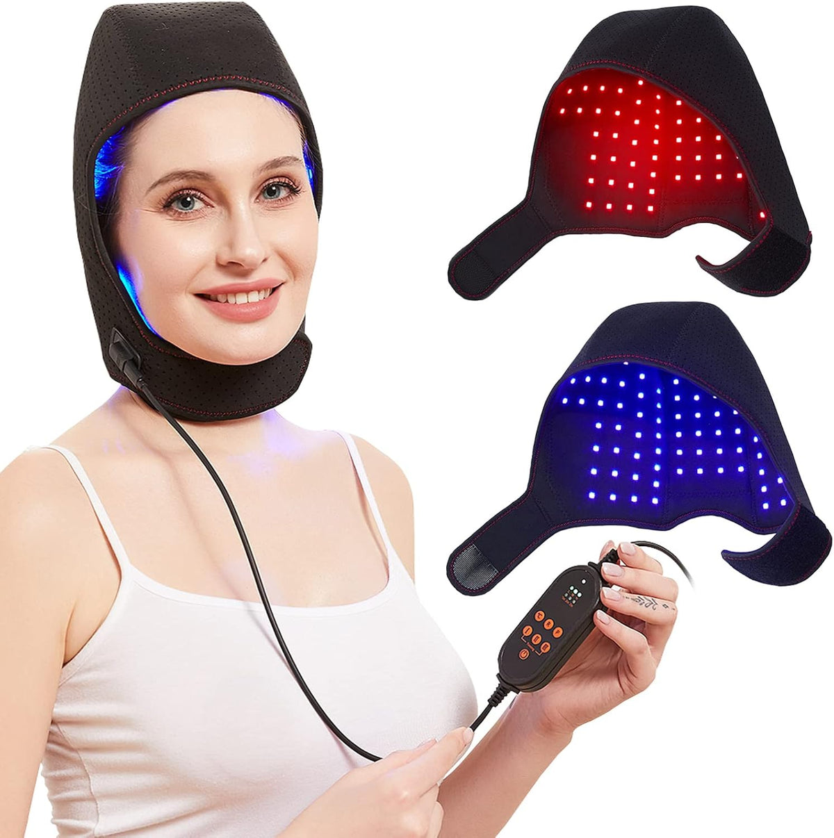 JOBYNA, Trattamenti per la ricrescita dei capelli, 240 g, 12 V, 26 W, Rosso/Blu, illuminazione LED, USB, timer