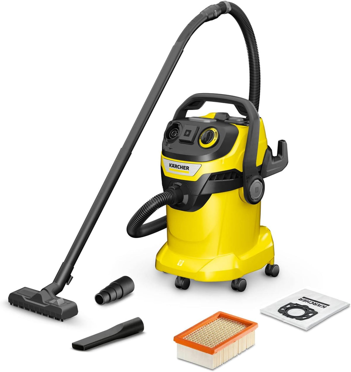 KÄRCHER, Aspirapolvere solidi e liquidi, V-25/5/22, 1200 W, 25 l, 2,2 m, Nero, vano contenitore