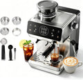 CAFELFFE, Macchine combinate caffè e espresso, MK-903, 20 bar, 1,8 litri, 92 °C, Nero/Argento, acciaio inox, vano contenitore, autopulizia