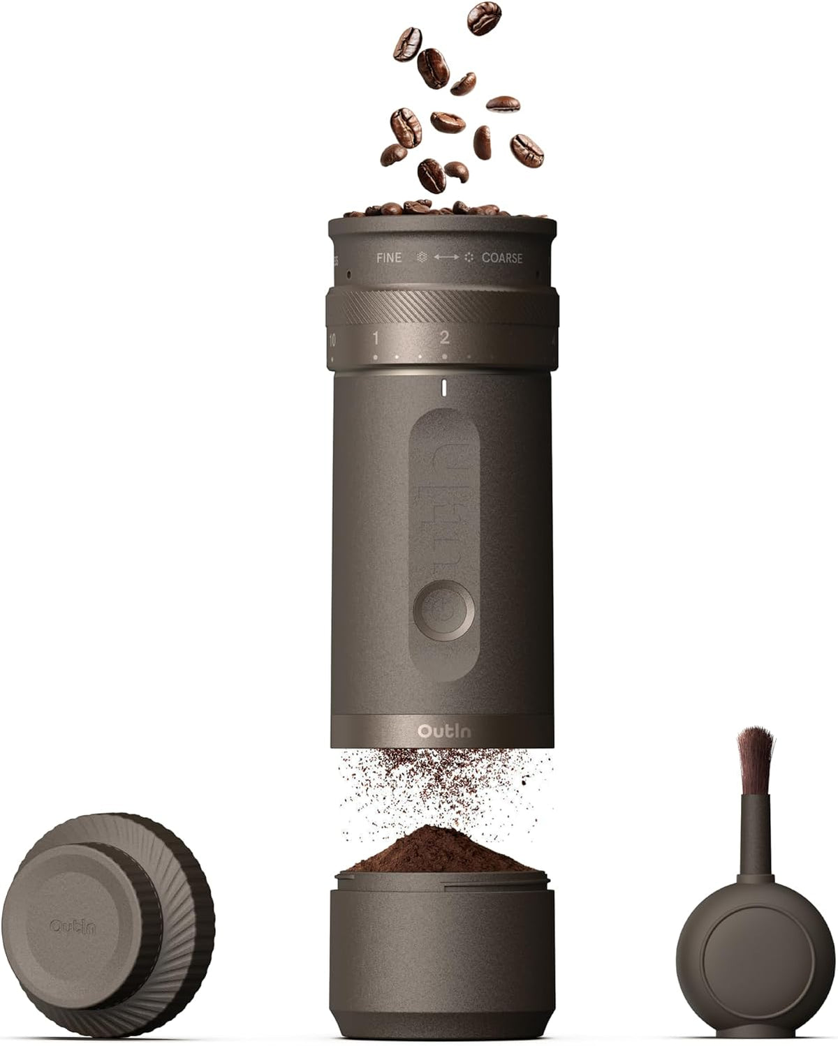 OutIn, Macinacaffè elettrici con cono, 38 mm, Nero, acciaio inox, vano contenitore
