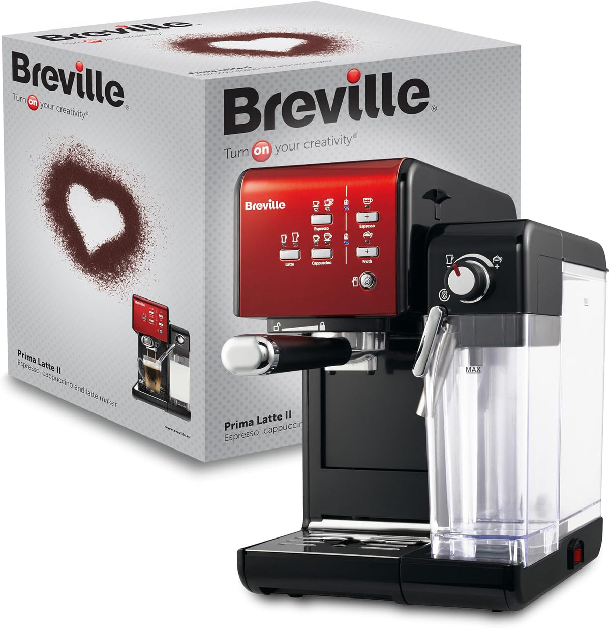 Breville, Macchina da caffè, 9 bar, Nero/Argento, vano contenitore