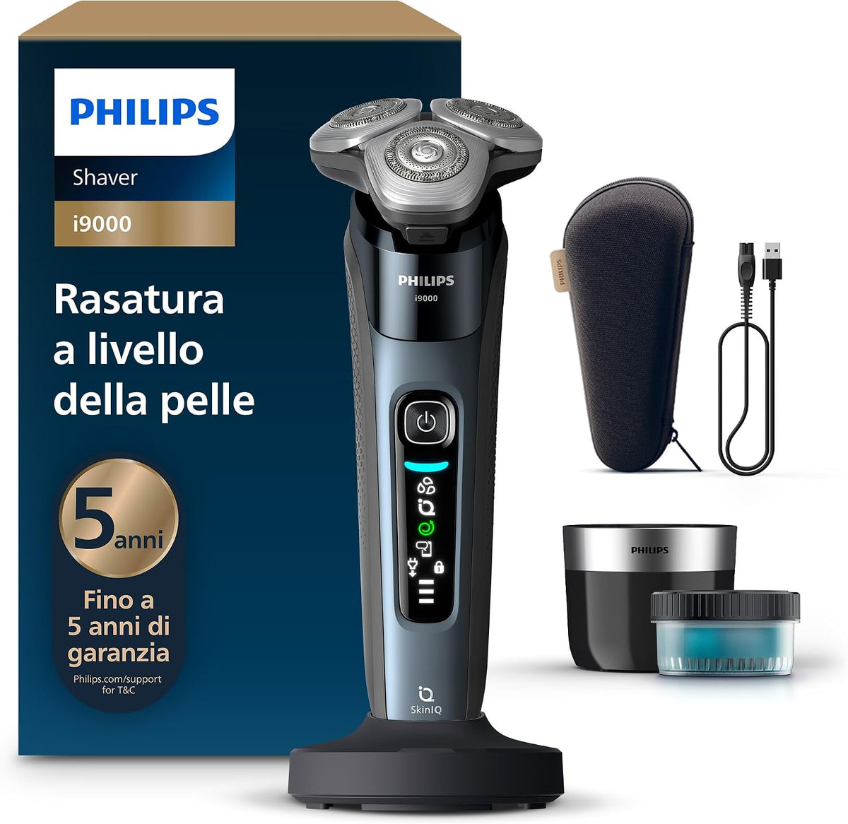 PHILIPS, Rasoi a testine rotanti, X9001/30, 0,00 mm, Argento, USB