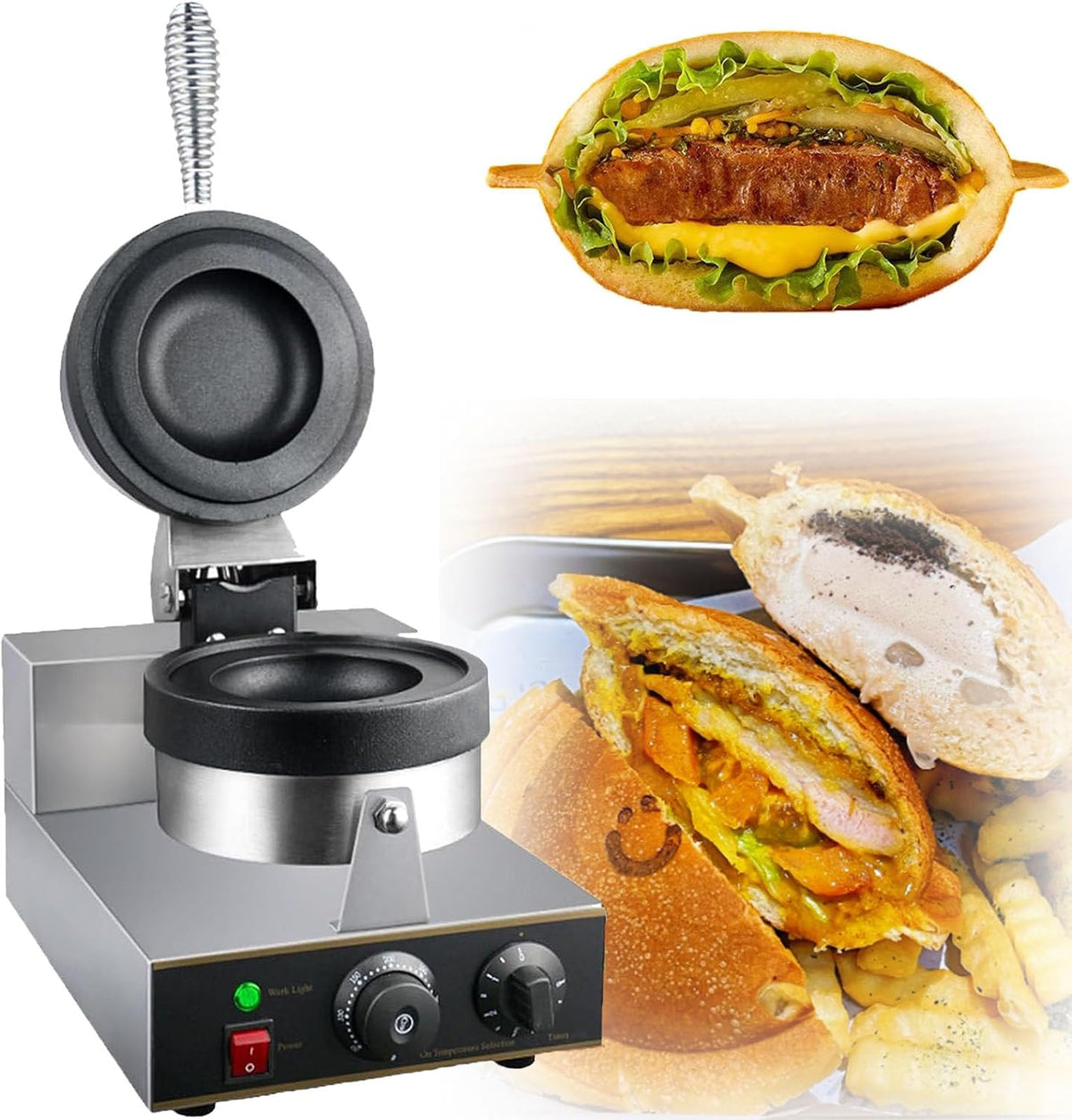 ylpddmm, Macchine per sandwich e presse per panini, 1200 w, 10x2,5 cm, 11 cm, Nero, acciaio inox