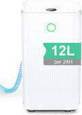 TOIOVCU, Deumidificatore, 12 L, 35 dB, 100 m, Bianco, illuminazione LED, timer