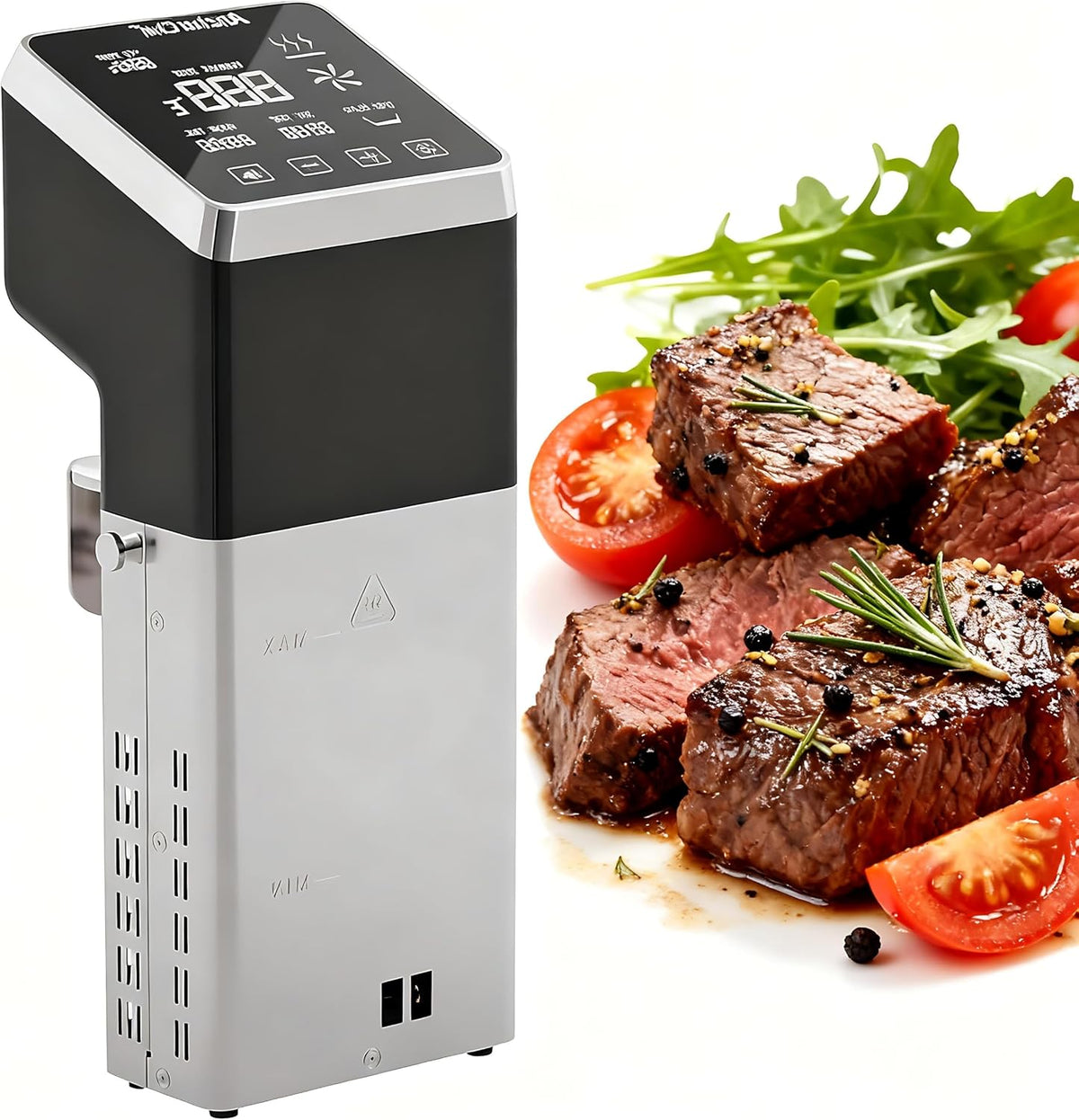 RoyceBee, Macchine per cottura a bagnomaria, IPX7, 1600 W, 130 x 115 x 320 mm, 20 litri, Nero, illuminazione LED, timer