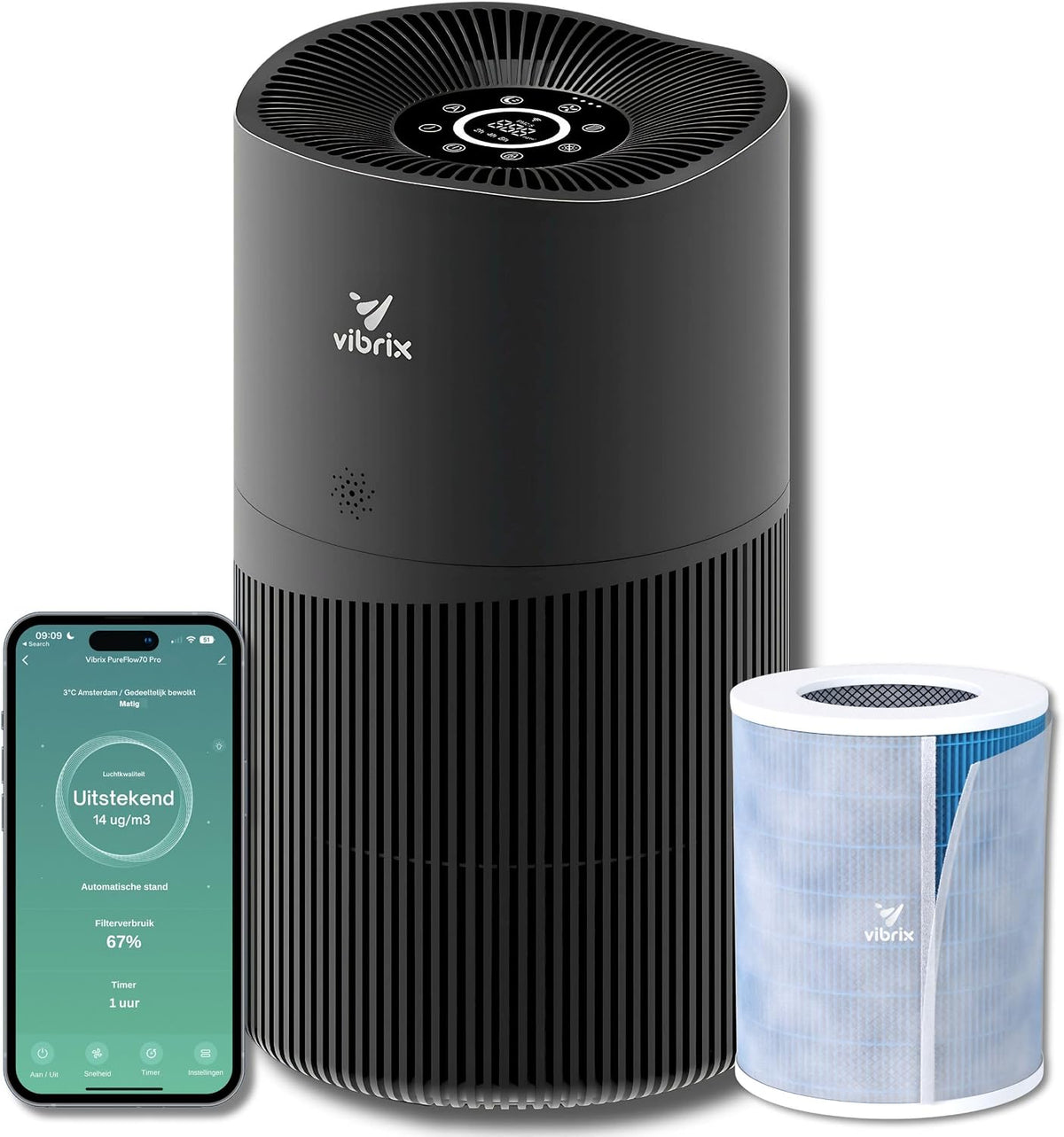 Vibrix, Purificatore d'aria, Bianco, filtro HEPA