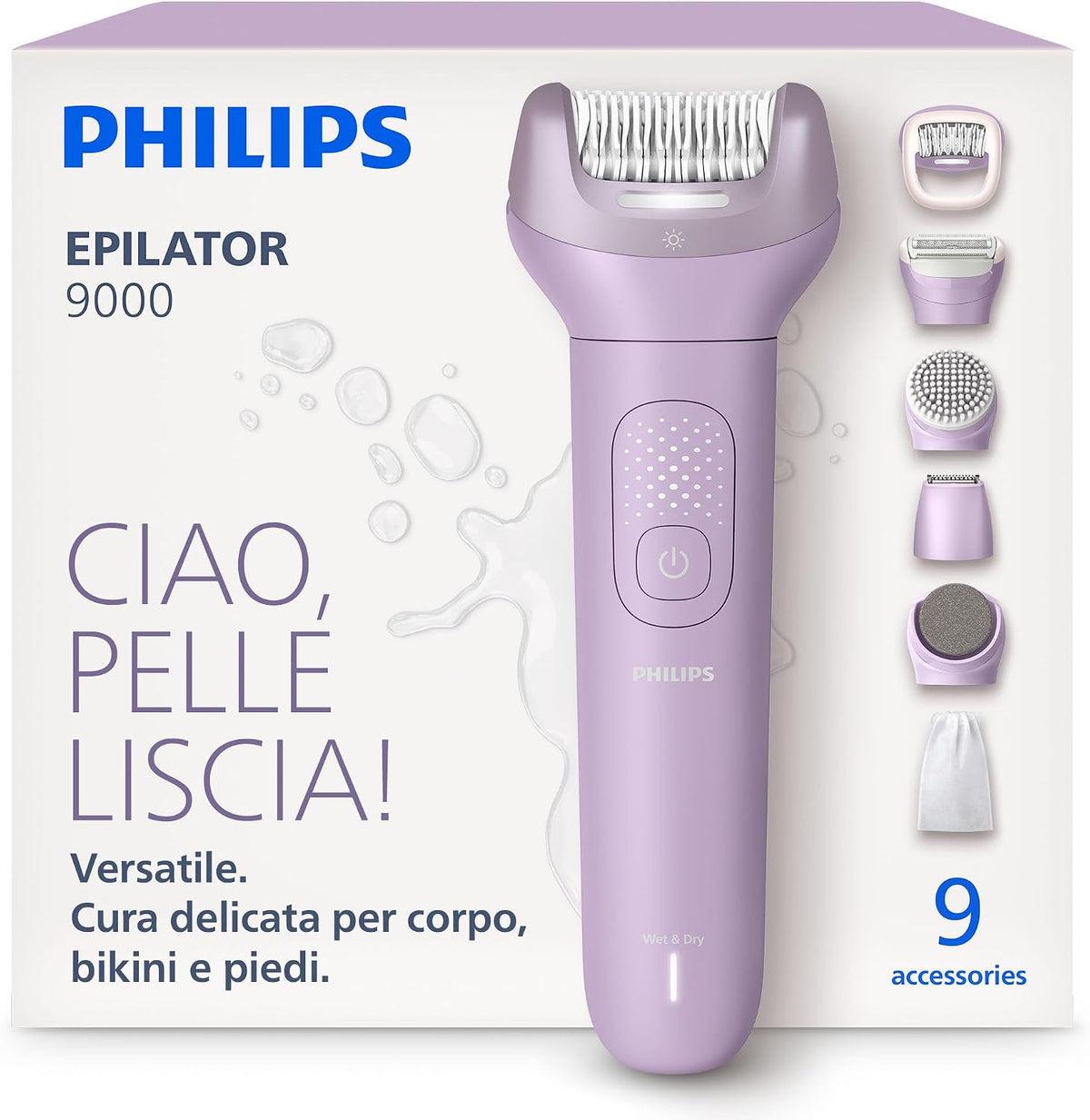 Epilatori, BRE728/00, PHILIPS, 0,5 mm, Nero, illuminazione LED, funzionamento senza fili