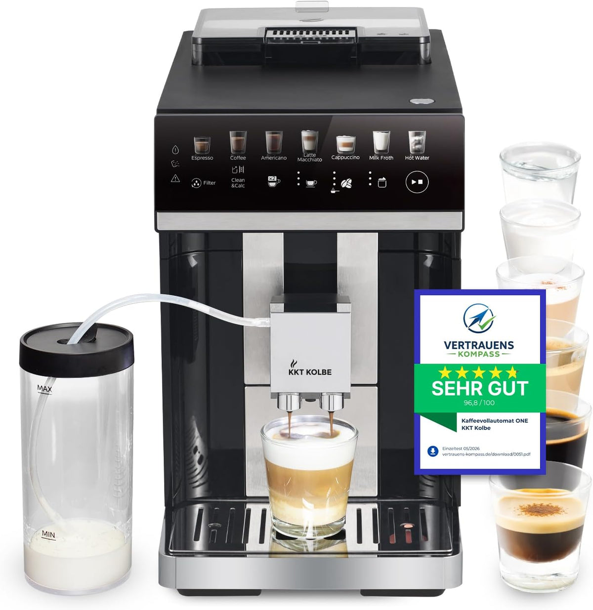 KKT KOLBE, Macchina da caffè, 15 bar, Nero/Argento