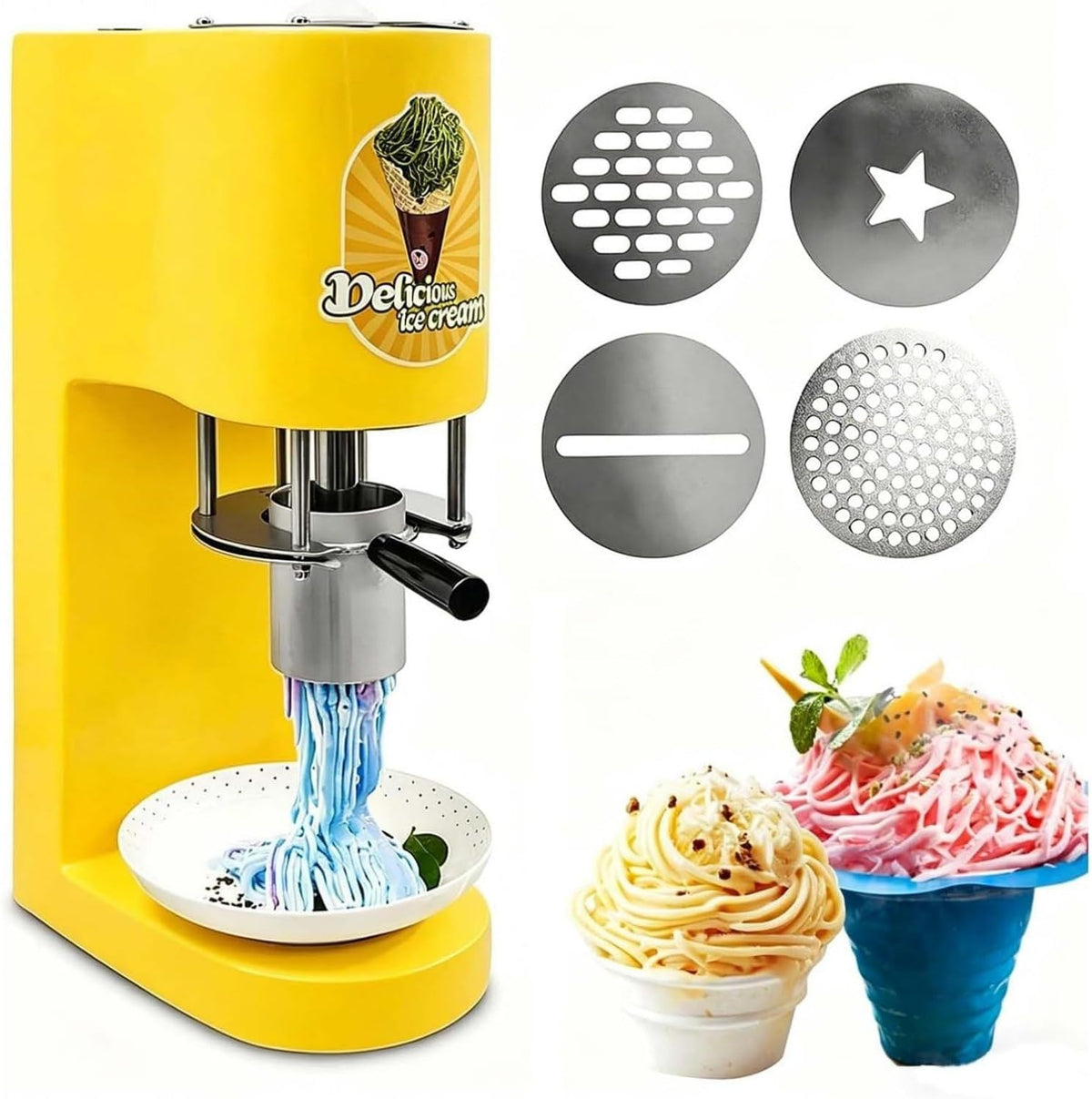 UofZc, Gelatiera, 30 × 20 × 57 cm, 0,42 l, 80 W, Giallo, acciaio inox