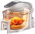Forno elettrico, HTDRE, 10 litri, 1000 W, 365×365×340 mm, Nero/Argento, timer, Airfryer