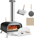 GYMAX, Forno per pizza, 33 cm, 81x42x 84,5 cm, 450°C, Nero/Argento