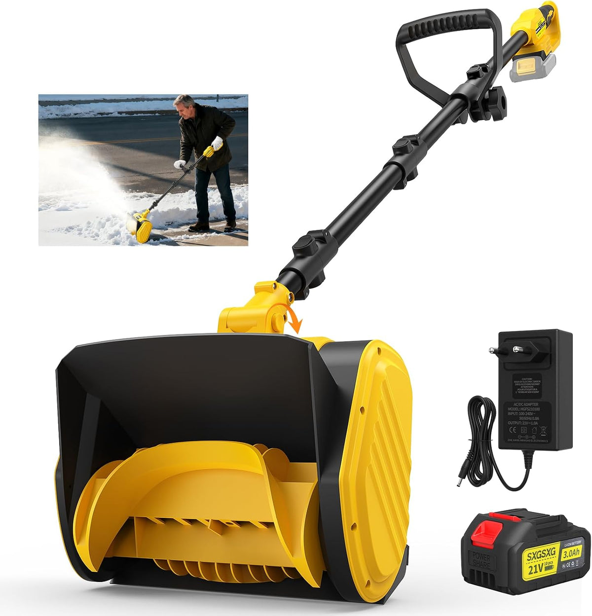SXGSXG, Frese da neve, 21 V, 2400 Giri/Min, 28 cm, Giallo, funzionamento senza fili