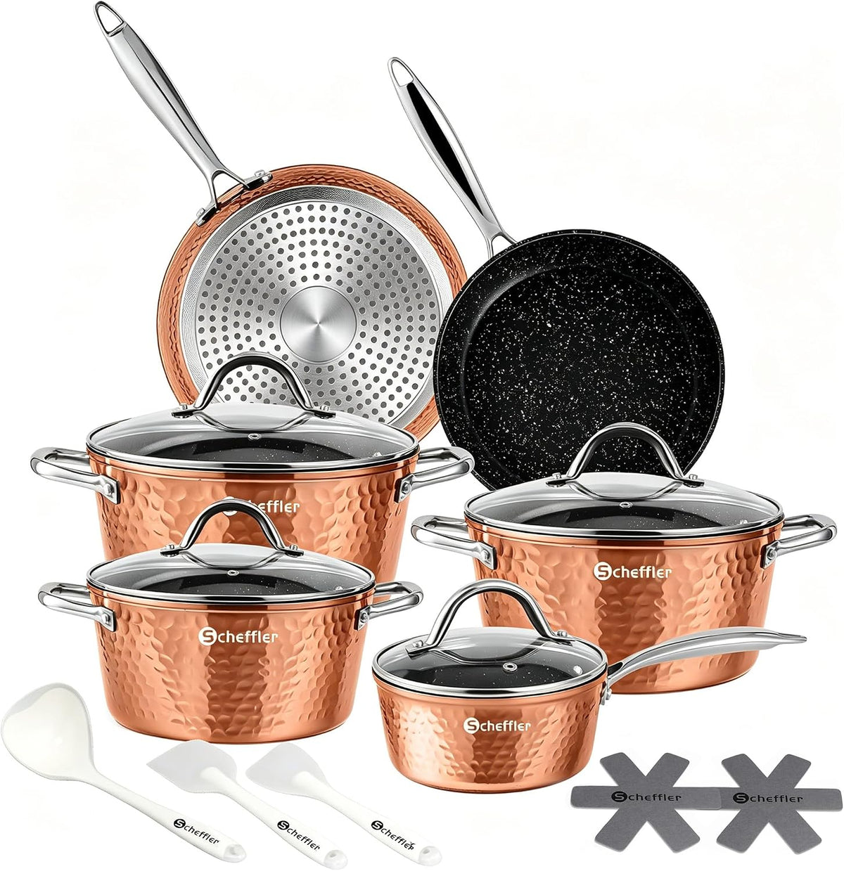 Scheffler, Set di pentole, HL-21PS101, 16 x 7,5 cm, Argento, acciaio inox