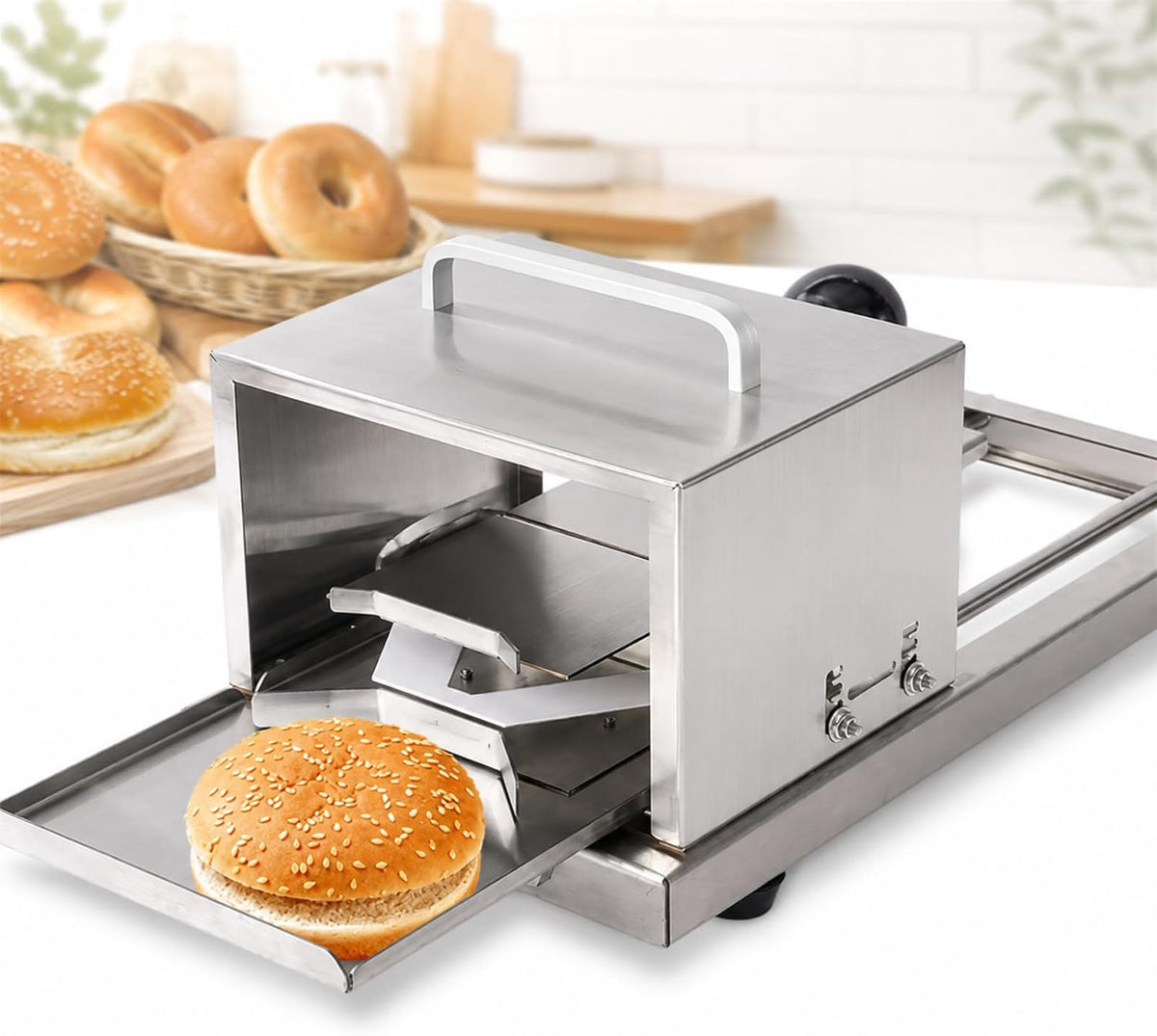 Vhewq, Affettatrice, 41 x 20,5 x 19 cm, 7,5 pollici, 3,2 kg, Argento, acciaio inox