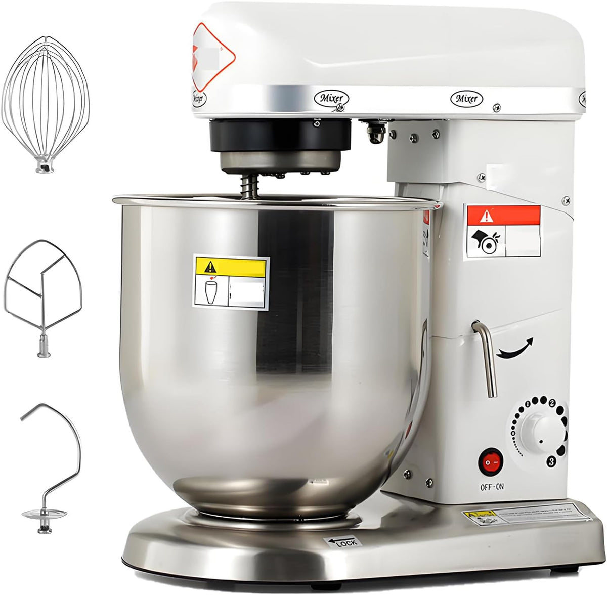 DNEPEI, Impastatrice planetaria, 5 L, 500 W, 13 kg, Argento, acciaio inox