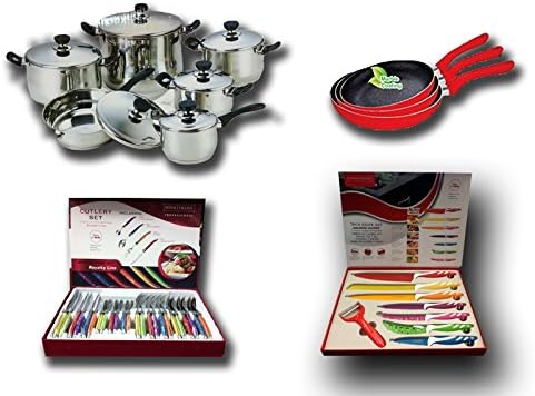 Set di pentole, Euroricami Viterbo, 28 cm, 21 cm, 24 cm, Nero, acciaio inox